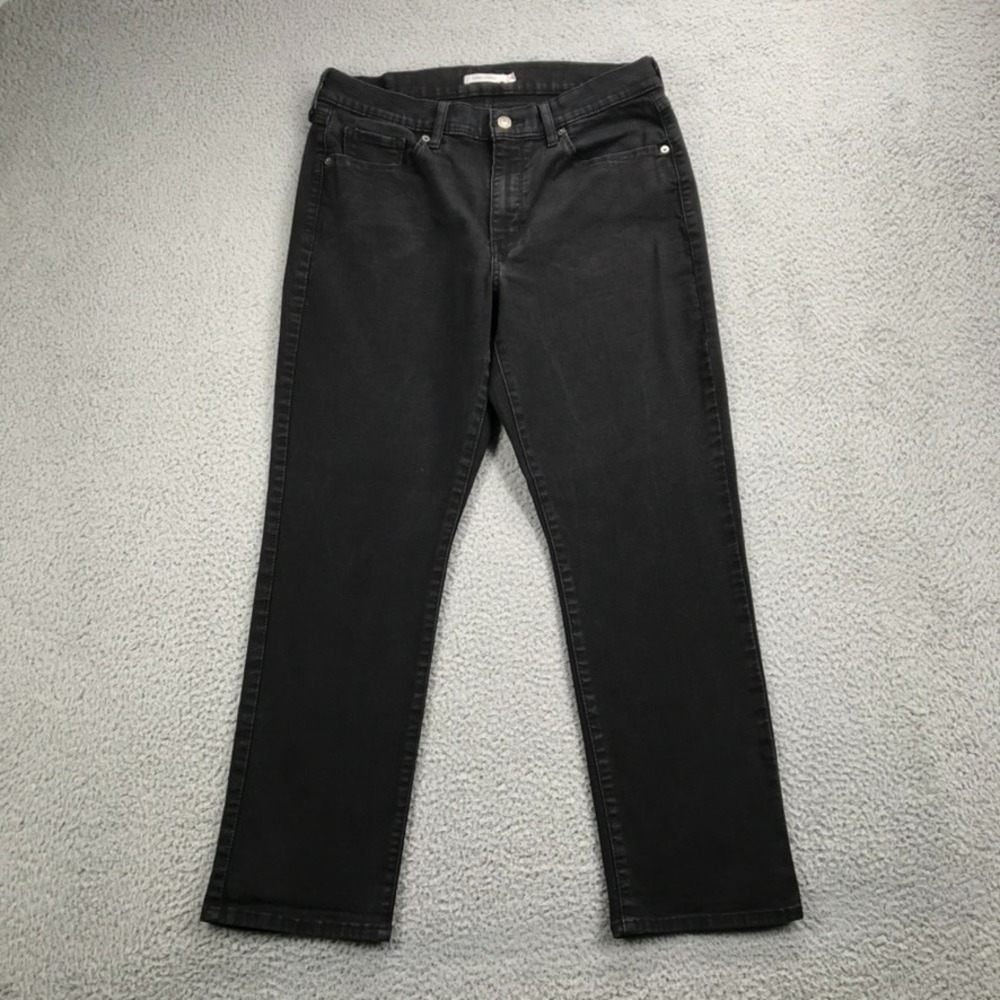 LEVIS Jeans Womens Size 14 Short Classic Straight High Rise Black Denim 31x27